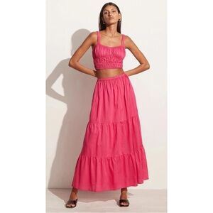 FAITHFULL | $189 Ellaine Maxi Skirt in Fuchsia Pink, Size 2